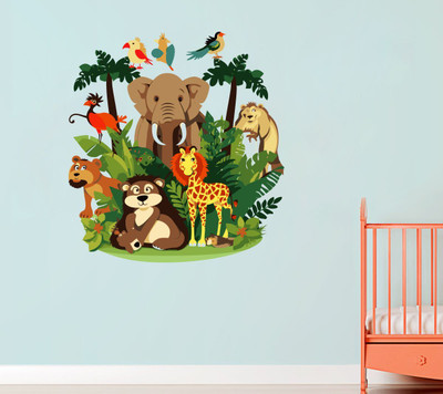 STICKER STUDIO 45 cm Jungle Safari Wall Sticker & Decal Self Adhesive Sticker(Pack of 1)