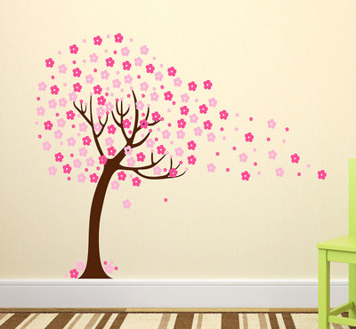 Wallme 110 cm Tree | Non-Reusable Stickers Self Adhesive Sticker(Pack of 1)