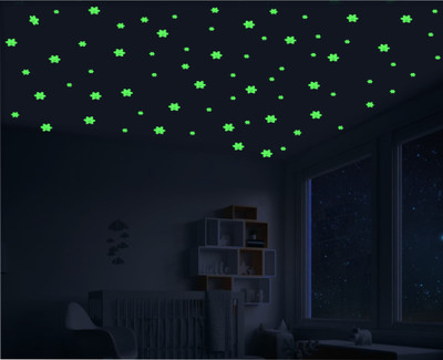 DreamKraft 25 cm Smiley Flower Glow in the Dark Stickers - Set of 80 for Kids' Rooms Self Adhesive Sticker(Pack of 1)