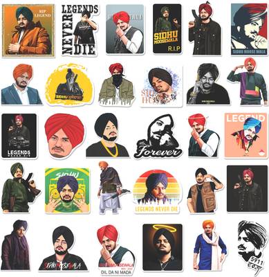 FlyBuy Hub 3 cm LEGEND Sidhu Moose Wala Stickers For Car'& Bike Pack Of 30 High Quality Printed Self Adhesive Sticker