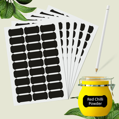 Teko Craft 6 cm Kitchen Jar Labels Stickers for Mason Jars Glass Bottles with Black Marker 162pc Self Adhesive Sticker(Pack of 162)