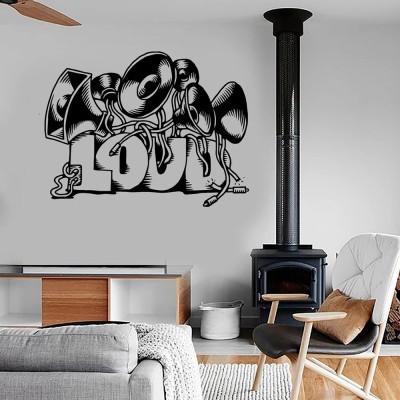 SnappyVinyl 42 cm Music Set Of Loud Speakers Wall Self Adhesive Sticker(Pack of 1)