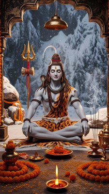 swaroopa 16.5 inch Shiv Shankar Sticker Self Adhesive Sticker(Pack of 1)