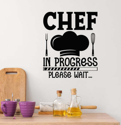 SnappyVinyl 27 cm Chef Hat Please Wait Self Adhesive Sticker(Pack of 1)