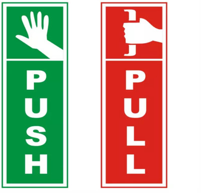 Tausif Creation 4.5 inch PUSH & PULL Sticker (4.5 Inch L X 1.5 Inch B) Self Adhesive Sticker(Pack of 1)