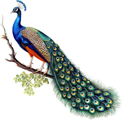 CreativeEdge 59 cm DecorativeBbeautiful Peacock Wall Sticker Self Adhesive Sticker(Pack of 1)
