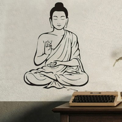 Xskin 74 cm Buddha Statue Meditating Wall Decal Creative Indian Self Adhesive Sticker(Pack of 1)