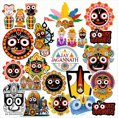 SAMANTA WALA 3 inch Jagannath Sticker For Laptop, Phone, Notebook, etc. Self Adhesive Sticker(Pack of 20)