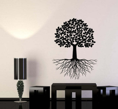 SnappyVinyl 33 cm Leaves Tree Branch Roots Nature Forest Self Adhesive Sticker(Pack of 1)