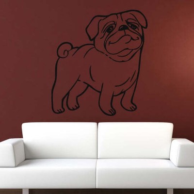 SnappyVinyl 40 cm Pug Dog Cartoon Self Adhesive Sticker(Pack of 1)