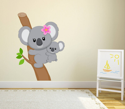 Wallme 65 cm Bear With Little Bear | Non-Reusable Sticker Self Adhesive Sticker(Pack of 1)