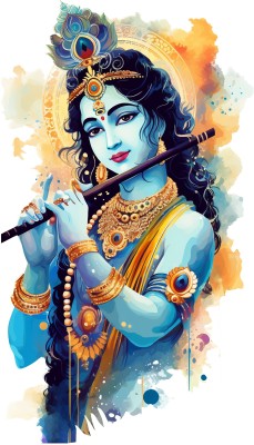 CreativeEdge 61 cm Wall Sticker 3D Lord Krishna with Flute Self Adhesive Sticker(Pack of 1)