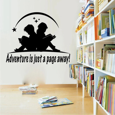 SnappyVinyl 56 cm Adventure Is Just Page Away Reading Book Self Adhesive Sticker(Pack of 1)
