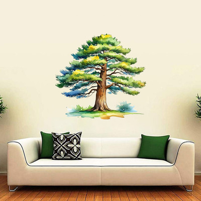 EXO DECOR 18 inch Trendy Design Tree Wall Sticker For Living Room, Home Decorative, Hall ED_1382 Self Adhesive Sticker(Pack of 1)