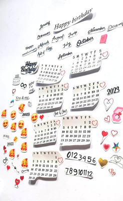 Cherry picky traders 5 cm Pack of 55 resin art calendar transparent stickers Self Adhesive Sticker(Pack of 55)