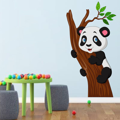 WALLARSH 100 cm Tree With cute Bear Self Adhesive Sticker(Pack of 1)
