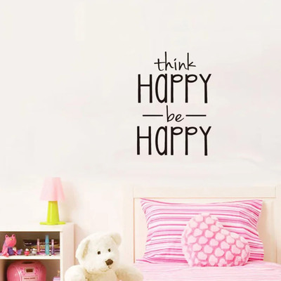 SnappyVinyl 30 cm think Happy be Happy Self Adhesive Sticker(Pack of 1)