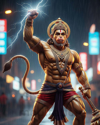 swaroopa 16.5 inch Hanuman Ji sticker Self Adhesive Sticker(Pack of 1)