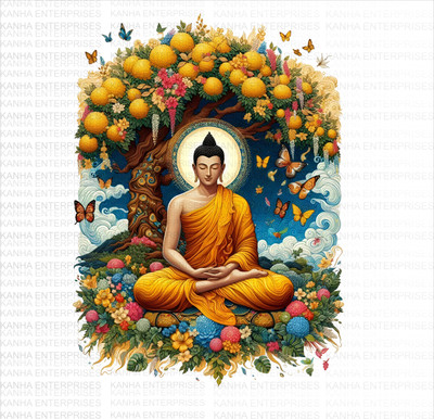 LAKSHIT ENTERPRISES 60 cm spiritual budha wall sticker Self Adhesive Sticker(Pack of 1)