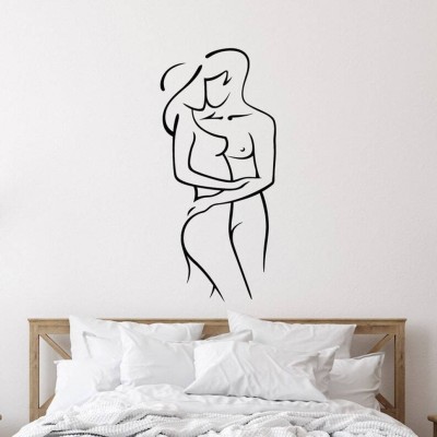 SnappyVinyl 25 cm Couple Sex Shop Woman Man Romance Wall Sticker PVC Vinyl Self Adhesive Sticker(Pack of 1)