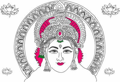 Aashrut decor 41 cm Diwali Special Laxmi Mata Wall Stickers 41Cm X 60Cm| Self Adhesive Sticker(Pack of 1)