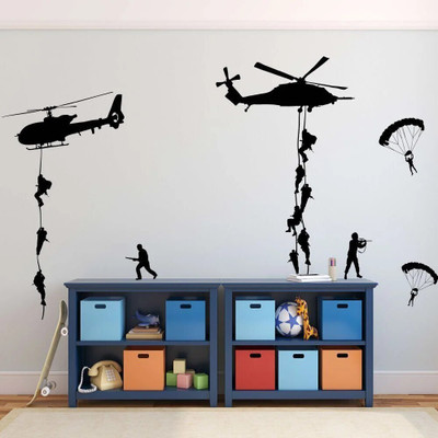 Xskin 57 cm Army Soldier Decorative Wall Sticker Wall Decoration Self Adhesive Sticker(Pack of 1)