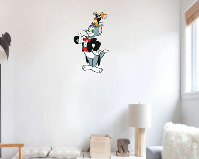 Varadvinayak 30 cm Tom & Jerry Cartoon Home & Wall art Sticker For Kids Room Self Adhesive Sticker(Pack of 1)