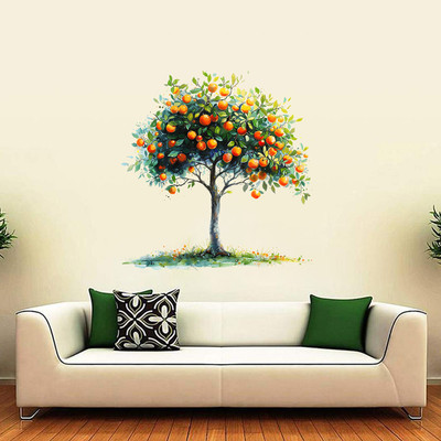EXO DECOR 18 inch Trendy Design Tree Wall Sticker For Living Room, Home Decorative, Hall ED_1174 Self Adhesive Sticker(Pack of 1)