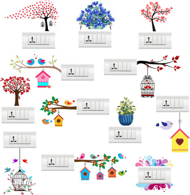 rawpockets 136 cm Switch Board Combo Nature Theme Self Adhesive Sticker(Pack of 12)