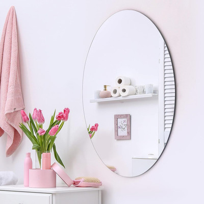 apmfashion 30 cm Oval Peel Shape Magic Mirror Sticker – for Home & Bathroom Décor Double-sided Sticker(Pack of 1)