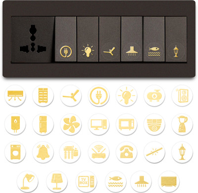 DGSL 1.5 inch Aesthetic Transparent Golden Design Switch Icon Sticker For Switch Board Sticker Self Adhesive Sticker(Pack of 1)