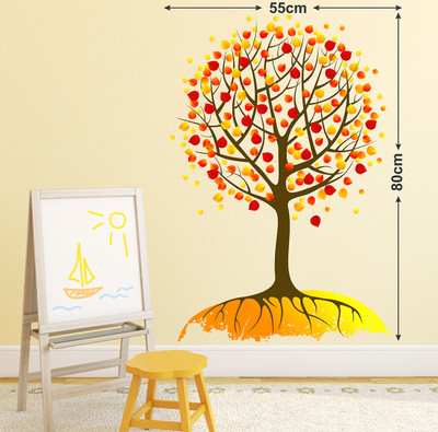 LANSTICK 106.68 cm ROUND SHAPE BEAUTIFULL TREE WALL STICKER Self Adhesive Sticker(Pack of 1)