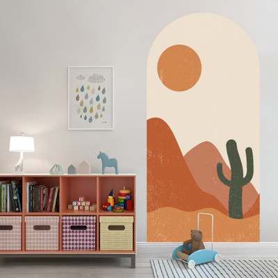 S3DESIGN 37 cm Boho Mountain Landscapes Self Adhesive Sticker(Pack of 1)