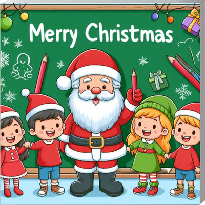 surmul 8 inch Santa's Merry Little Helpers Wall Sunboard Poster For Home, House 8x8 Inches Self Adhesive Sticker(Pack of 1)