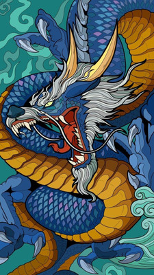 swaroopa 16.5 inch Chinese dragon sticker Self Adhesive Sticker(Pack of 1)