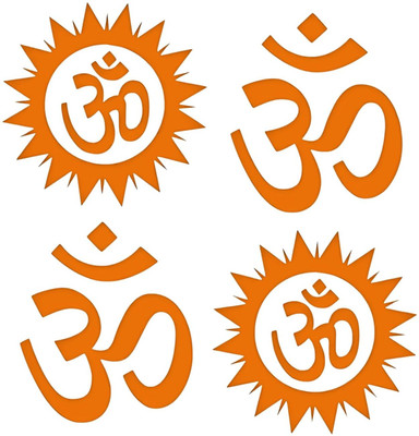 ASW 10 cm Om Vinyl Wall Sticker – Pack of 4, 10 CM Self Adhesive Sticker(Pack of 4)