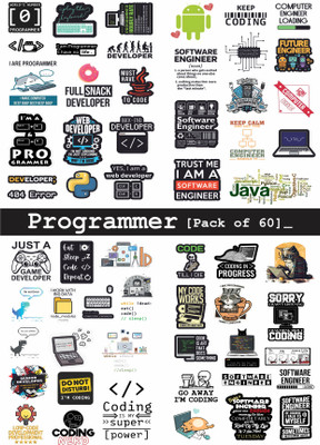 PRINTING DADDY 23 cm Funny Stickers For Computer Programmer, Web Developer, Coder, Software Engineer| Self Adhesive Sticker(Pack of 60)