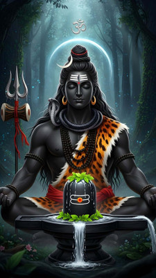 swaroopa 16.5 inch Shiv Shankar Sticker Self Adhesive Sticker(Pack of 1)