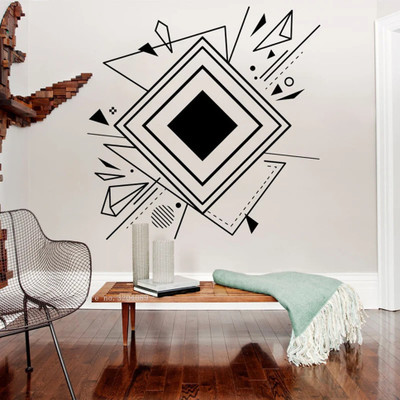SnappyVinyl 56 cm Geometric rectangle Round dotted line Self Adhesive Sticker(Pack of 1)