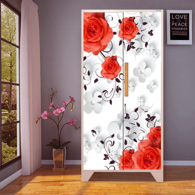 WallDaddy 213.36 cm Red Rose Almirah Self Adhesive Sticker(Pack of 1)