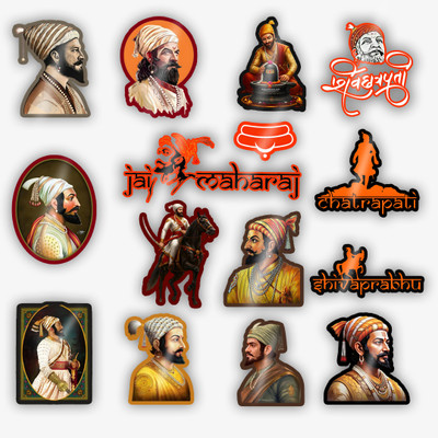 STICK STORE 2.8 inch Shivaji Maharaj Stickers - Premium Artwork Collection for History Lovers Self Adhesive Sticker(Pack of 15)