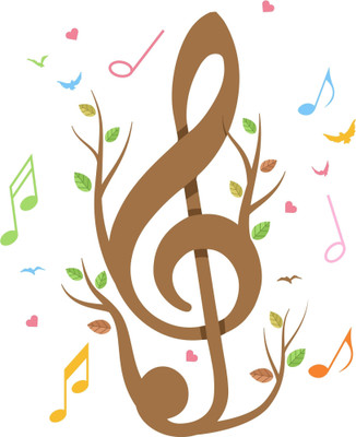 Aashrut decor 113 cm Music Notes Birds & Hearts cloura braun Wall Sticker Self Adhesive Sticker(Pack of 1)