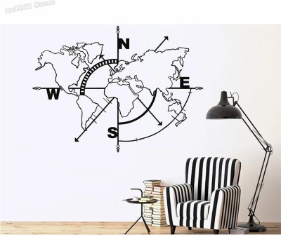 SnappyVinyl 31 cm World Map , Wall Sticker PVC Vinyl Self Adhesive Sticker(Pack of 1)