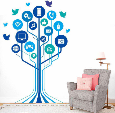 stylishdecor 75 cm m...treequyortes Self Adhesive Sticker(Pack of 1)