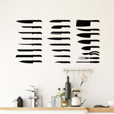 Xskin 27 cm Set Of Different Kitchen Buthcer Knives Self Adhesive Sticker(Pack of 1)