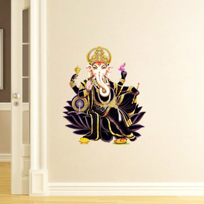 VCREATE DECOR 58 cm Ganeshji Wall Sticker & Decal Size -( 58 cm x 48 cm ) Self Adhesive Sticker(Pack of 1)