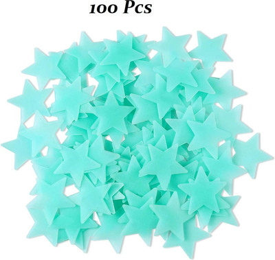 Newvent 3 cm 3D Radium Stars Night Glowing Stickers Wall Decorations Glow in the Dark Sticker(Pack of 100)
