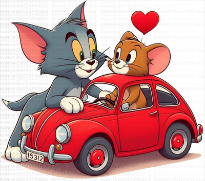 LAKSHIT ENTERPRISES 60 cm cartoons tom and jerry wall sticker Self Adhesive Sticker(Pack of 1)