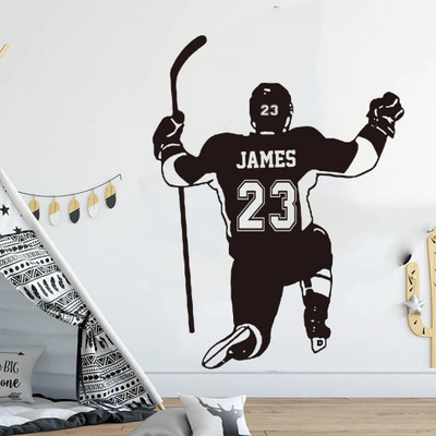SnappyVinyl 107 cm Custom Name Number Hockey Jersey Self Adhesive Sticker(Pack of 1)