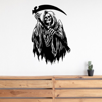 Xskin 27 cm Halloween Gothic Style Human Skeleton Skull Wall Sticker PVC Vinyl Self Adhesive Sticker(Pack of 1)